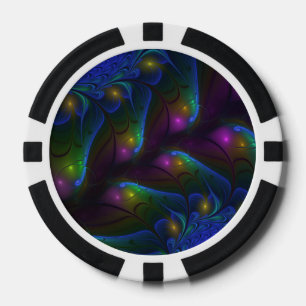 Jetons De Poker Abstrait Moderne Trippy Fractal Lumineux Coloré