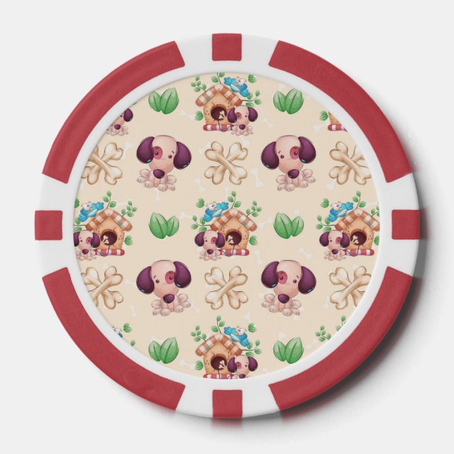 Jetons De Poker Adorable Motif de chien (Recto)