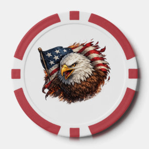 Jetons De Poker Aigle Américain Féroce – Conception de Puissance P