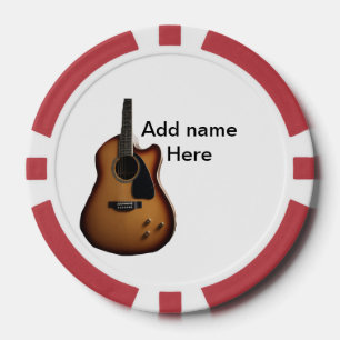 Jetons De Poker Ajouter votre nom texte brun acoustique guitare éd