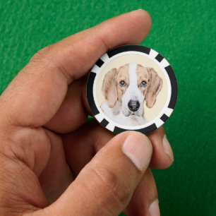 Jetons De Poker American Foxhound Painting - Joli art original chi