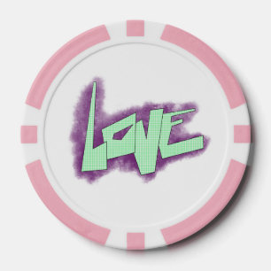 Jetons De Poker amour graffiti menthe violet vert typographie poin
