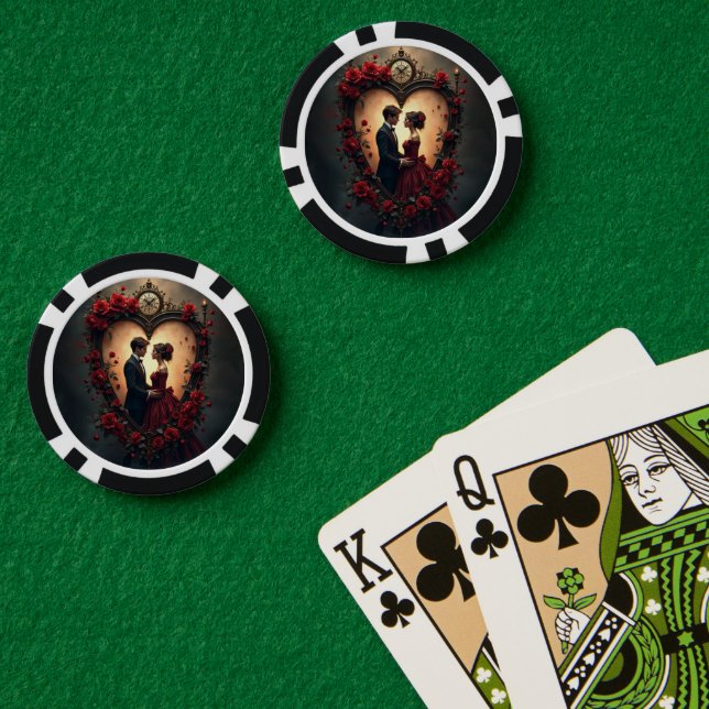 Jetons De Poker Amour Intemporel – Collection de Mariage Victorien (Table de poker (double))