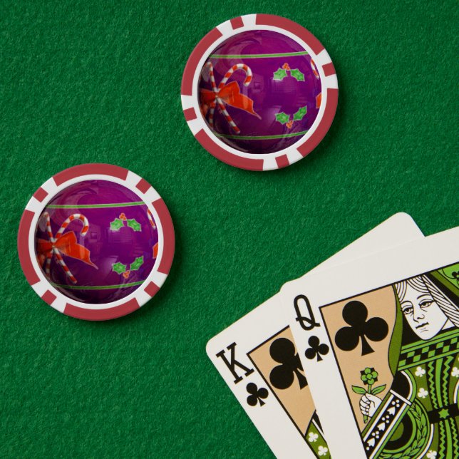 Jetons De Poker ampoule violette de Noël (Table de poker (double))