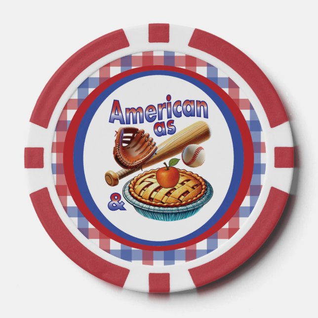 Jetons De Poker Amusant américain comme Baseball & Pomme Pie (Recto)