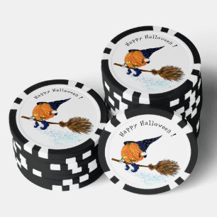 Jetons De Poker Amusant Halloween sorcier Citrouille Flying Poker 