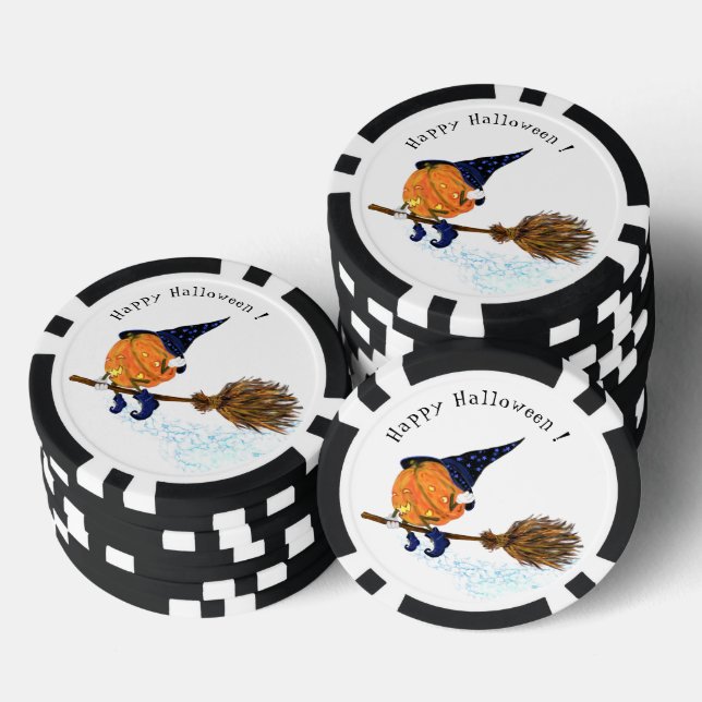 Jetons De Poker Amusant Halloween sorcier Citrouille Flying Poker  (Empiler)