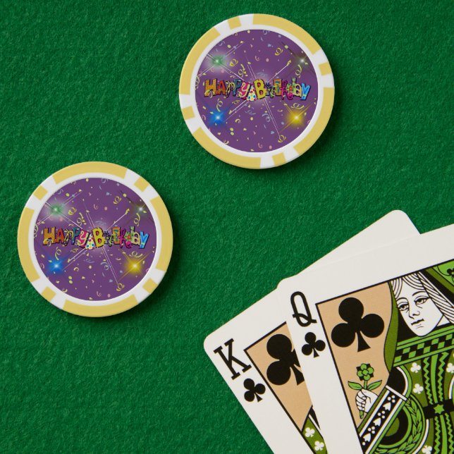 Jetons De Poker Amusant Joyeux Anniversaire Confetti (Table de poker (double))