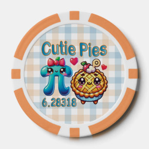 Jetons De Poker Amusants “Cutie Pies” Symbole Pi mignon et jeu de 
