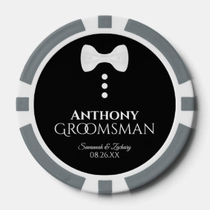 Jetons De Poker Amusants Groomsman Wedding Favor White Bow Cravate