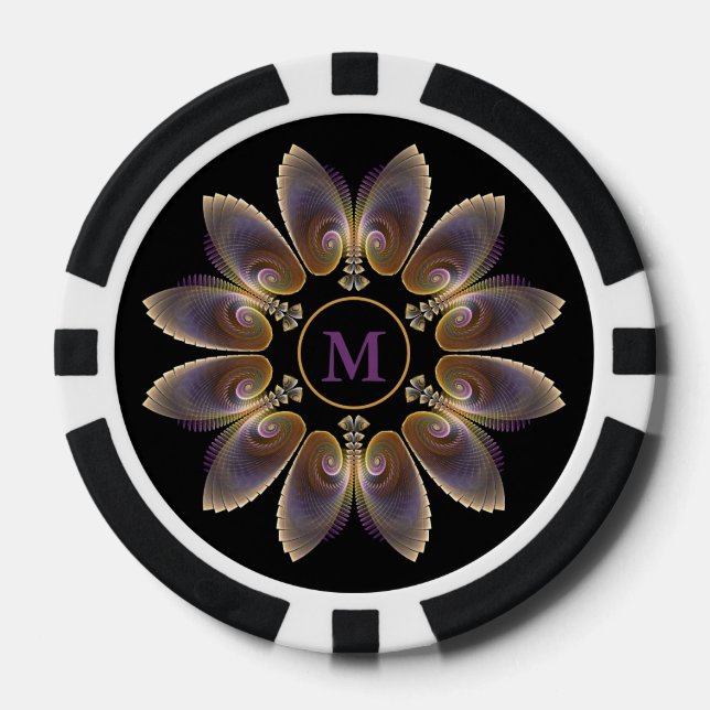Jetons De Poker Ange Abstraite ailes Mandala Monogramme fractal (Recto)