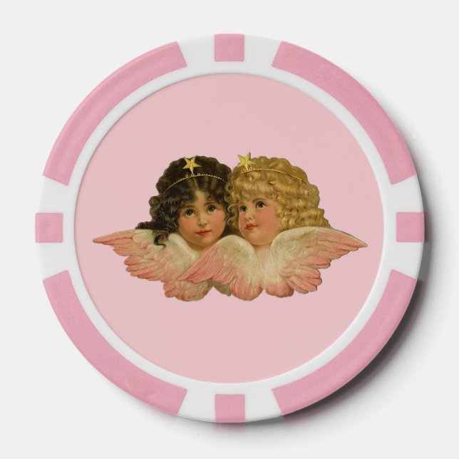 Jetons De Poker Anges victoriens rose blush (Recto)