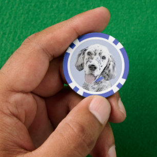 Jetons De Poker Anglais Setter Blue Belton Peinture Chien Art