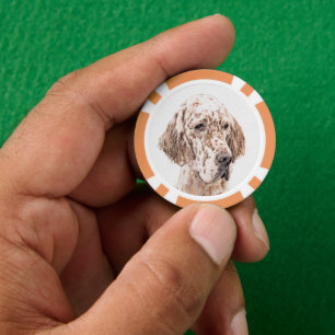 Jetons De Poker Anglais Setter Orange Belton Peinture Chien Art