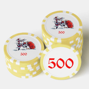 Jetons De Poker Angry Père Noël jaune 500 puce de poker rayé