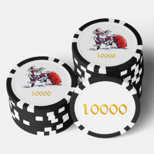 Jetons De Poker Angry Père Noël noir or 10000 puce de poker rayé