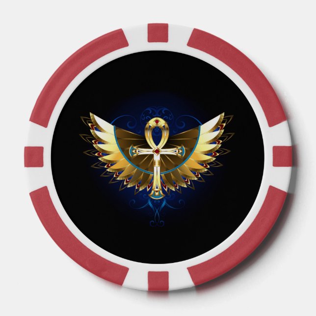 Jetons De Poker Ankh or avec ailes (Recto)