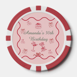 Jetons De Poker Anniversaire Cerise sur le Gâteau