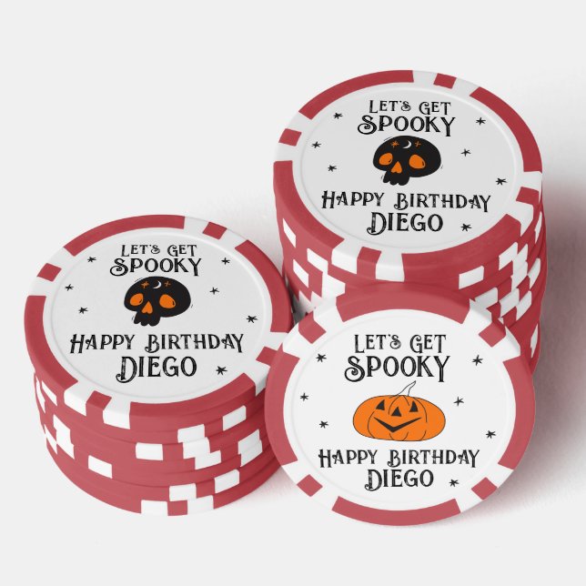 Jetons De Poker Anniversaire d'Halloween "Soyons Éffrayants" Nom d (Empiler)