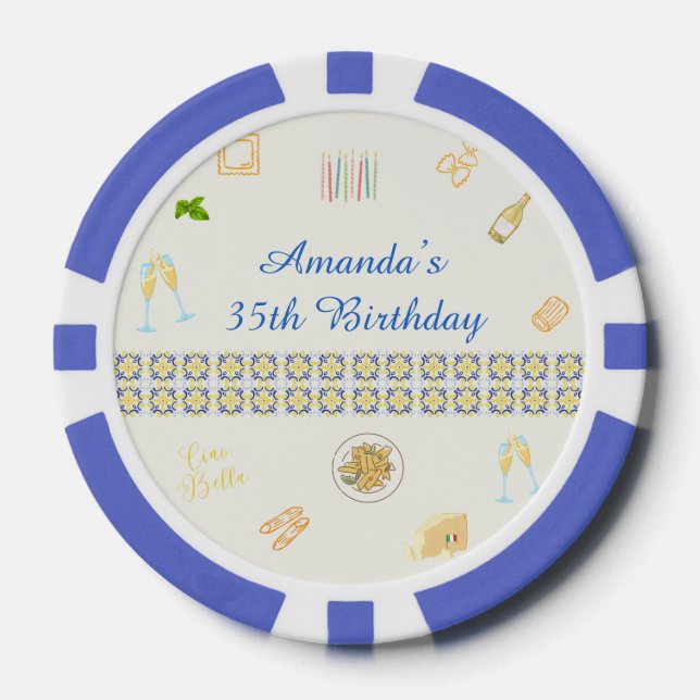 Jetons De Poker Anniversaire Prosecco et Pâtes (Recto)