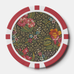 Jetons De Poker Antique Toile de Jouy 1800 Branches florales