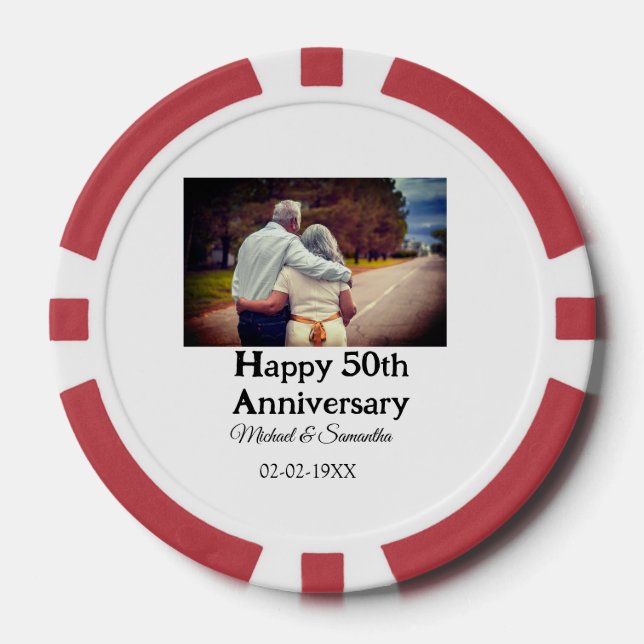 Jetons De Poker applaudissements à 50 ans anniversaire ajouter nom (Recto)