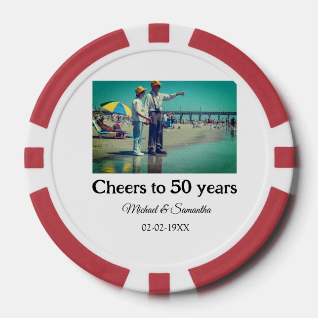 Jetons De Poker applaudissements à 50 ans anniversaire ajouter nom (Recto)