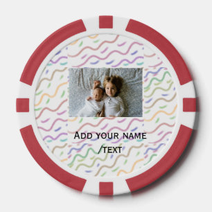 Jetons De Poker Aquarelle colorée spirale motif ajouter nom photo