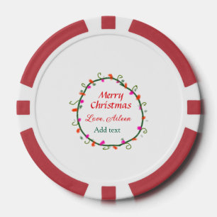 Jetons De Poker aquarelle rouge blanc floral wreath joyeux Noël