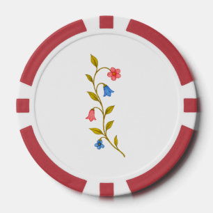 Jetons De Poker Aquarelle rouge bleu floral