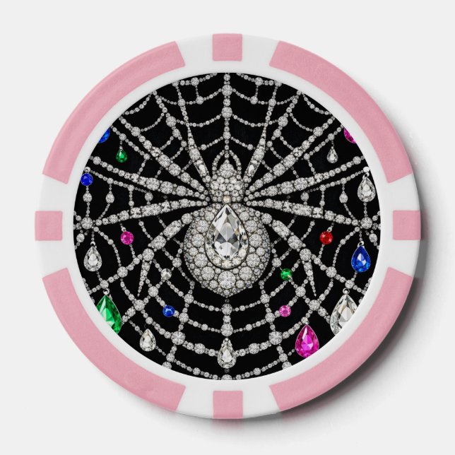 Jetons De Poker Araignée glamouruse design diamant orné de bijoux (Recto)