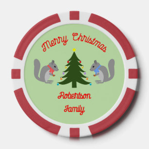 Jetons De Poker Arbre de Noël décorant écureuils sur mesure