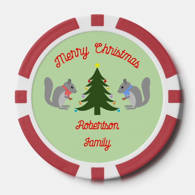 Jetons De Poker Arbre de Noël décorant écureuils sur mesure (Recto)