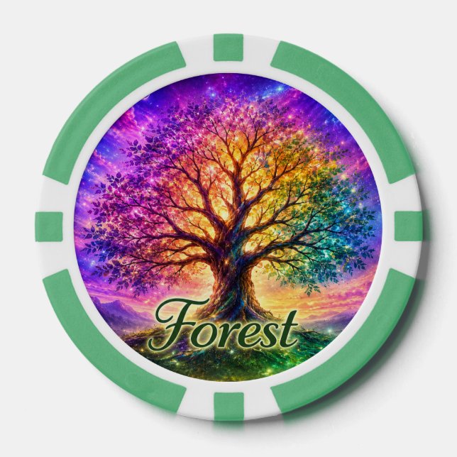 Jetons De Poker Arbre de Vie de la Forêt (Recto)