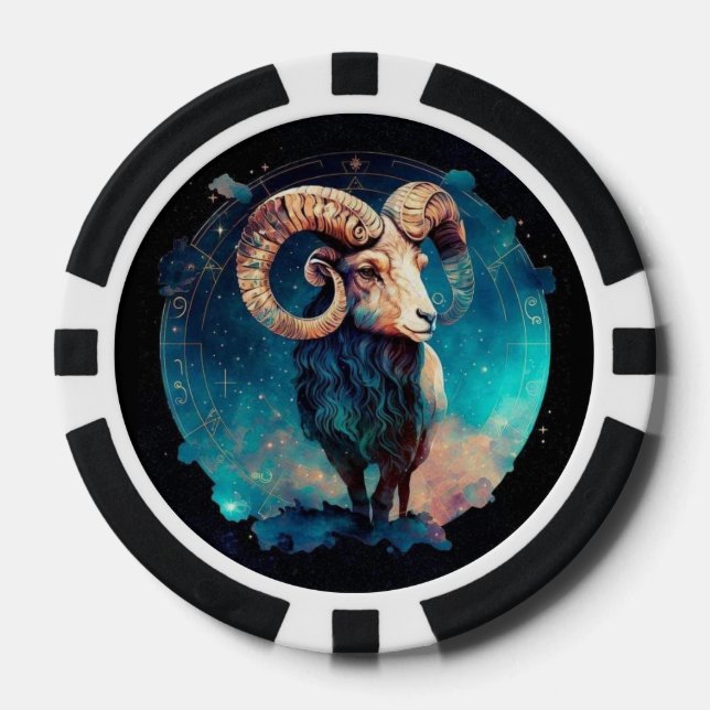 Jetons De Poker Aries Zodiac Poker Chips - Astrologie Symbole Jeu (Recto)