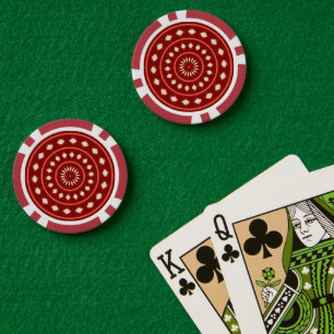 Jetons De Poker Art abstrait géométrique ensoleillé Rouge Rustique