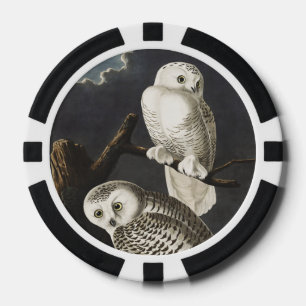 Jetons De Poker Art ancien d'oiseau de nuit, chouette blanche d'Au