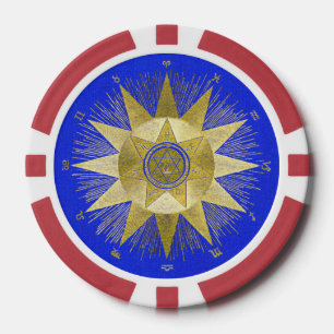 Jetons De Poker Art d'astrologie de la gerbe de soleil dorée mysti