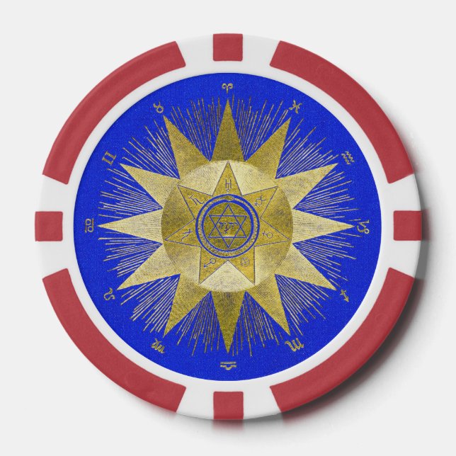 Jetons De Poker Art d'astrologie de la gerbe de soleil dorée mysti (Recto)