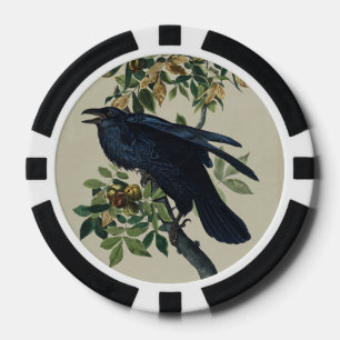 Jetons De Poker Art de la nature de l'oiseau corbeau Audubon vinta