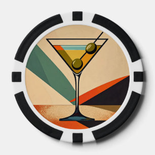 Jetons De Poker Art de Martini à bloc de couleur moderne du milieu
