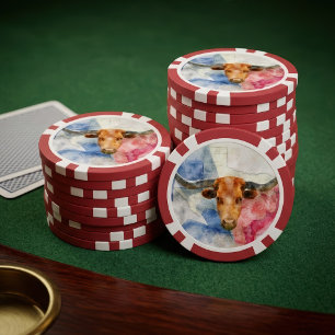 Jetons De Poker Art d'impression à l'aquarelle représentant une va