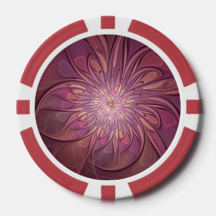 Jetons De Poker Art floral fractal moderne abstrait Couleurs de ba