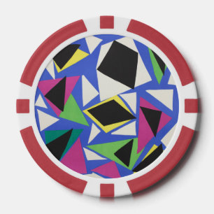 Jetons De Poker Art géométrique abstrait découpé bleu de Matisse