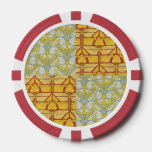 Jetons De Poker Art Nouveau vintage de grille de motif de la natur