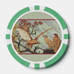 Jetons De Poker Art Nouveau Vintage Émeraude Sagesse Aigle Art de 
