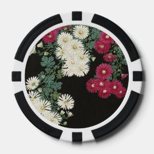Jetons De Poker Art vintage d'Ohara Koson sur le chrysanthème