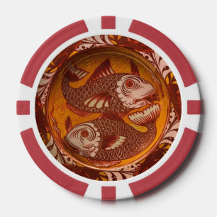 Jetons De Poker Arts et Artisanat de style William Morris Poisson