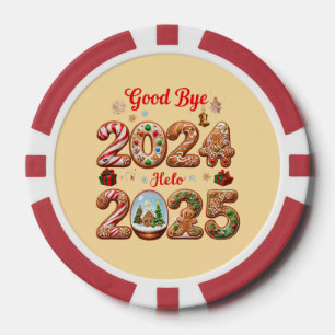 Jetons De Poker Au revoir 2024 Bonjour 2025 Bonne année Design