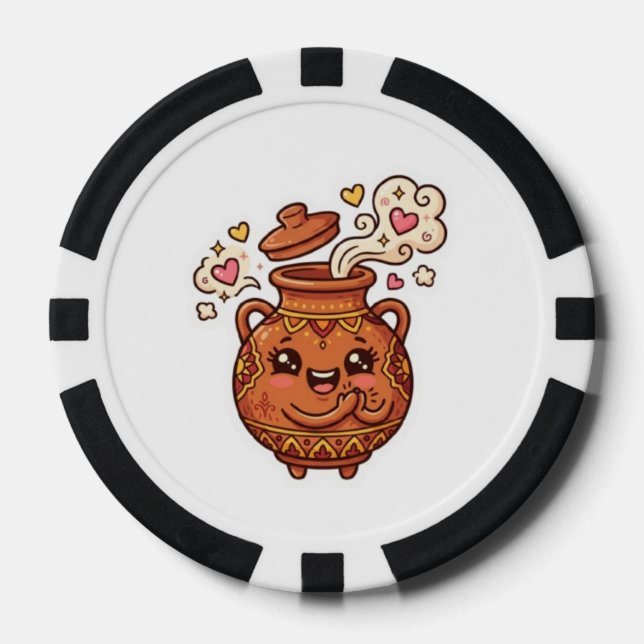 Jetons De Poker Autocollant de nourriture en pot de terre cuite Ta (Recto)